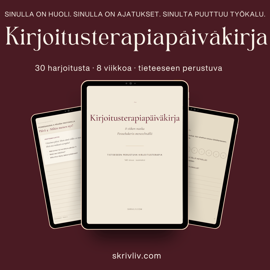 Kirjoitusterapiapäiväkirja — jäsenneltyä kirjoitusterapiaa suomeksi